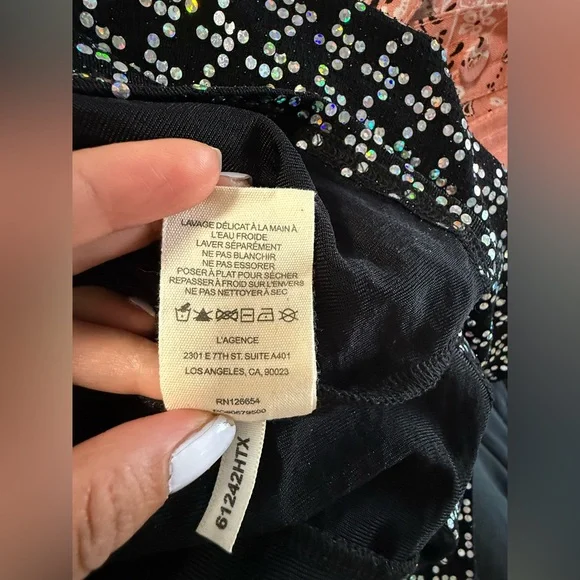 L'AGENCE Cher Black Sparkle Turtleneck Mini Dress, pre-owned, size XS/T - Picture 8 of 8